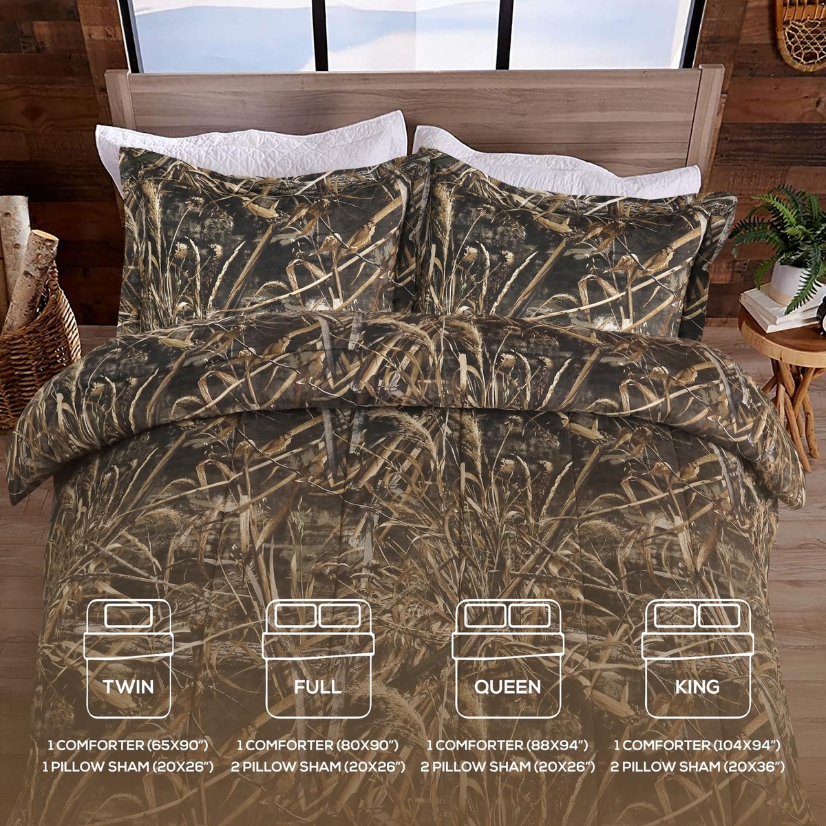 VISI-ONE Realtree Max-5 Camo Comforter Set, Premium Polycotton