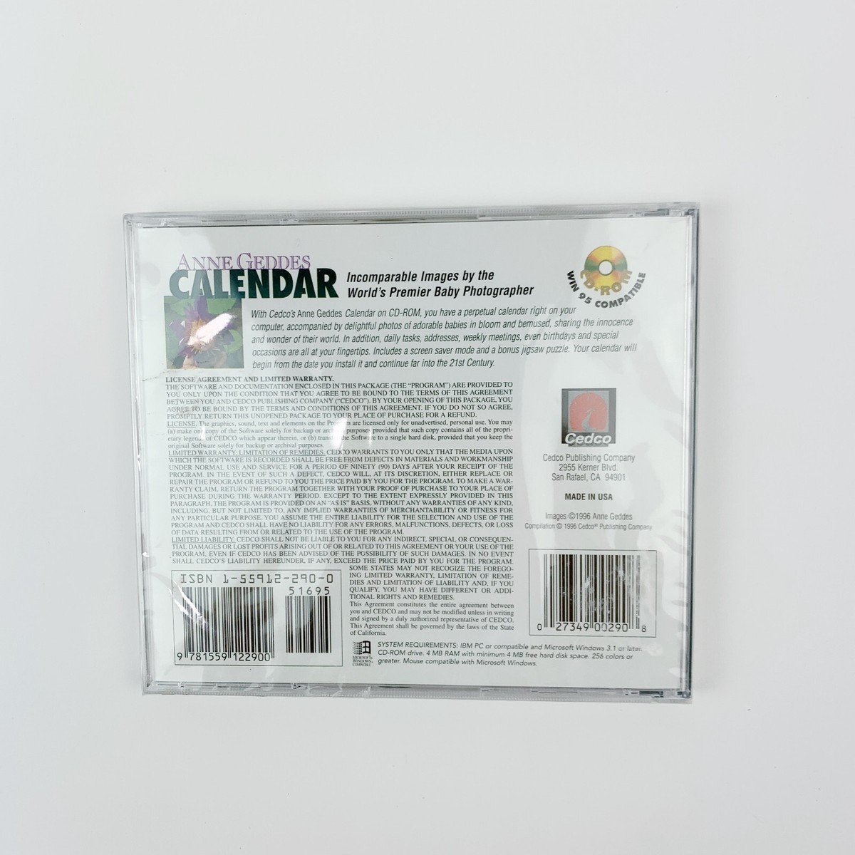 1996 Anne Geddes Calendar CD-Rom Game Windows 95 Game Jewel Case