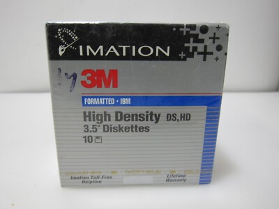 Imation 3M 1.44 MB High Density 3.5'' Diskettes 10 Pack - NEW/SEALED
