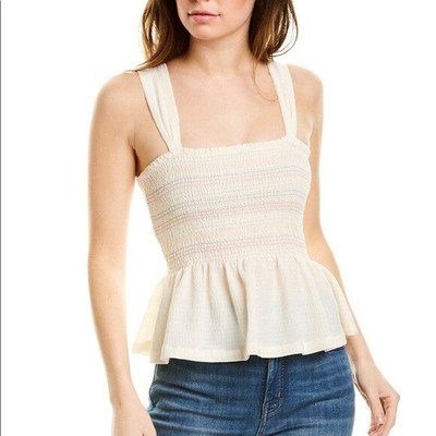 texture & thread smocked peplum tank top in stripe