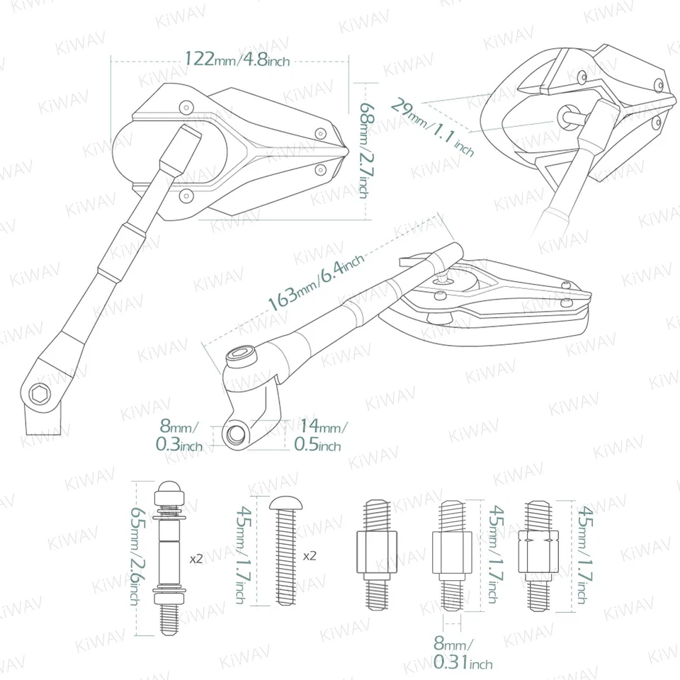 Espejos retrovisores negros pagados de servicio estadounidense para Harley-Davidson VRSC V-ROD NIGHT ROD personalizados Foto 2 de 4