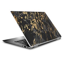 Skin Wrap for 14" HP Chromebook x360, gold marble dark gray background
