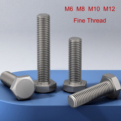 Hexagon Head Fine Thread Screw M6 M8 M10 M12 A2 Stainless Steel 304 Hex Bolt