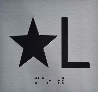 Star L (Star Lobby) Floor Elevator Jamb Plate Sign with Braille and-REF24-1027