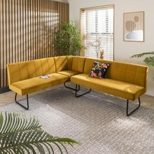 Contemporary Kitchen Corner Dining Bench Seat Mustard 5 Seater L/R