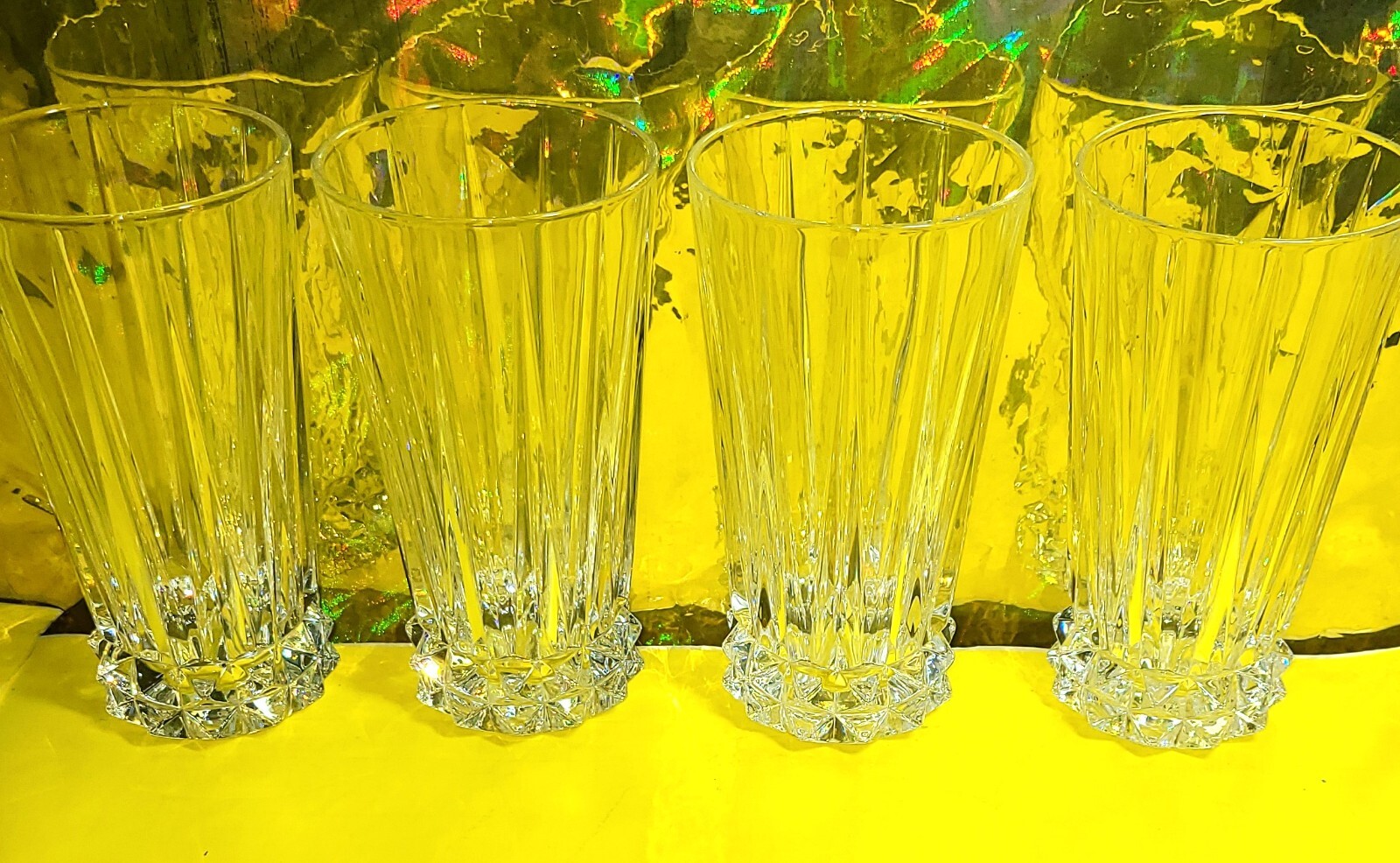 4 Rosenthal Germany Classic Blossom Heavy Lead Crystal Fluted Highball