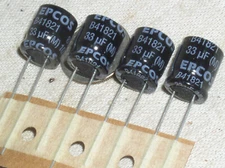 4 EPCOS 33UF/100V 33 MFD 100 VOLT ALUMINUM RADIAL ELECTROLYTIC CAPACITOR 85* USA