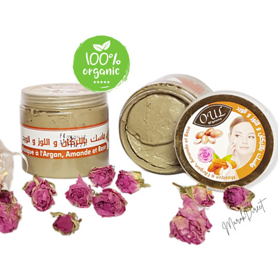 Natürliche Rhassoul Gesichtsmaske Marokkanisches Ghassoul Arganöl Mandel Rose Anti Aging