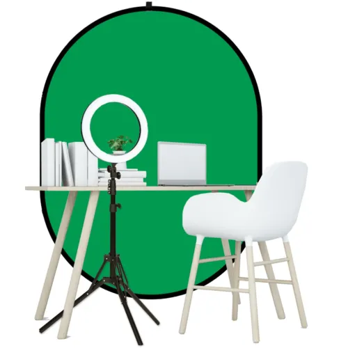 lencarta green screen with stand kit with 10" selfie led ring light for stream image 2