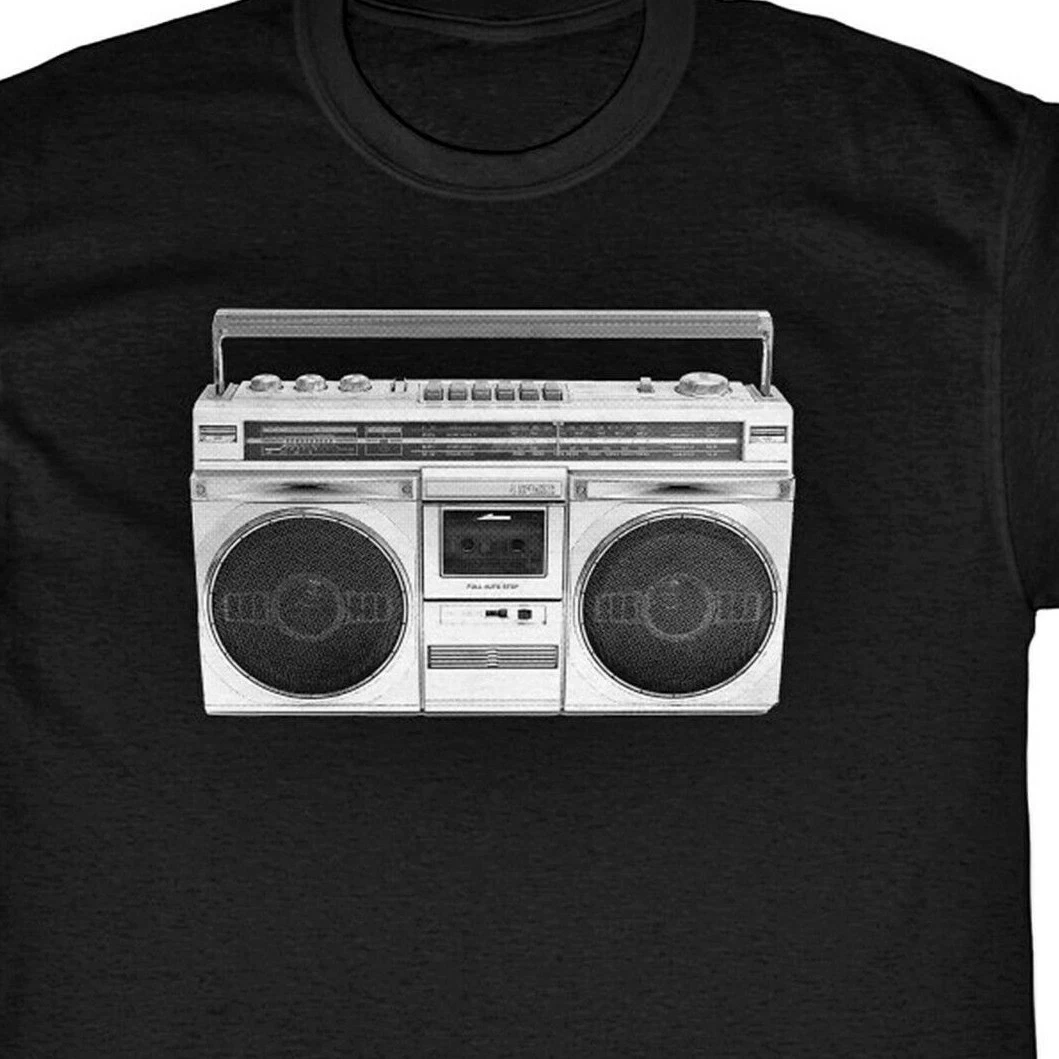 BOOMBOX ghetto blaster T Shirt hip hop DJ rap Radio