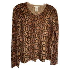 Jillian Jones Cardigan Sweater Women's M Lambs Wool Angora  Snakeskin Pattern