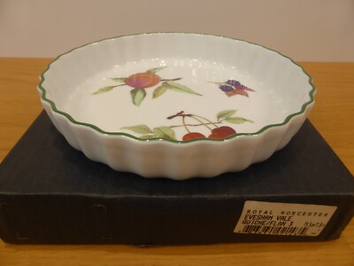 Royal Worcester Evesham Vale Quiche Flan Tarte Geriffelter Rand Schale Vintage 1986 Neu