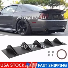 For Ford Mustang 1995-2004 BLACK Rear Bumper Diffuser Shark 5-Fins Lip Splitter