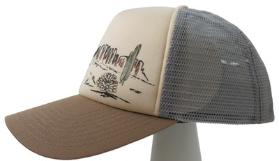 Buff Tan Gray Trucker Hat Cap Snapback Mesh Back Lach Multi New without Tags