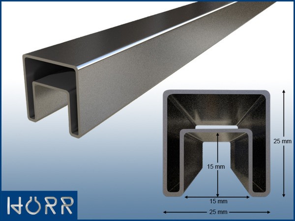Restposten 50 Cm Edelstahl 25X25 Mm Glas Leisten Rohr Geschliffen 500 Mm V2A-image