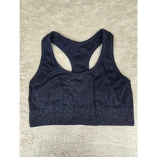 All in Motion Women's Dark Navy Sparkle Seamless Racerback Sports Bra Medium