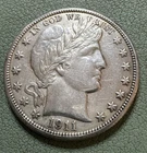 1911 90% Silver Barber Half Dollar 50C Coin About Unc. AU Details - Cleaned