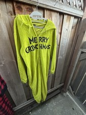 The Grinch Union Suit Merry Grinchmas Zip Up Plush Hooded One PiECE M D 51