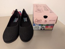 Skechers Women's Size 8 Black Cleo Flex Air Cooled Memory Foam Slip On Flats