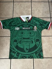 Mexico 1998 World Cup ABA Sport Green Aztec Retro Soccer Jersey Medium 