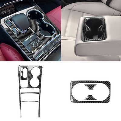 9Pcs Carbon Fiber Gear Shift Water Cup Holder Panel Cover For Kia Stinger 18-23