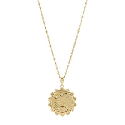 Brilliance Fine Jewelry Sunrise Disk Pendant Sterling Silver & 14KT Gold Plate