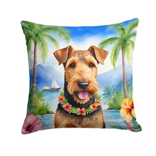 Airedale Terrier Tropical Luau Throw Pillow