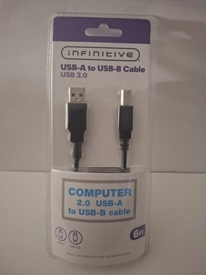 Infinitive USB-A to USB-B Cable USB 2.0 6ft Printer Scanner  Cpu Data  NEW