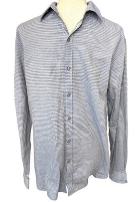 Marc Anthony Slim Fit Mens Button-Up Shirt Blue & White Pattern Size M