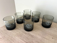 Delta Air Lines 50th Anniversary 1929-1979 Smoky Gray Glasses Set of 6 Vintage