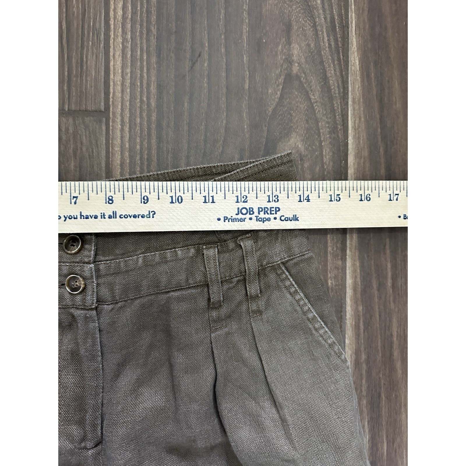 Calvin Klein High Waist Brown Linen Pleated Button Detail Cuffed Pants Size 2 thumbnail 7