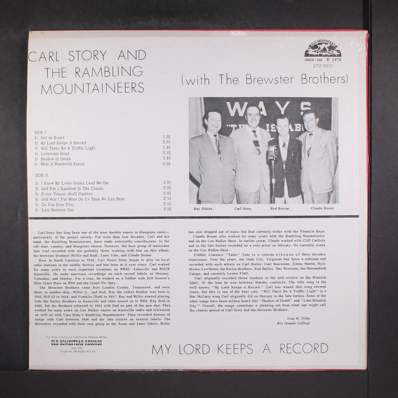 CARL STORY: my lord keeps a record OLD HOMESTEAD 12" LP 33 RPM Sealed