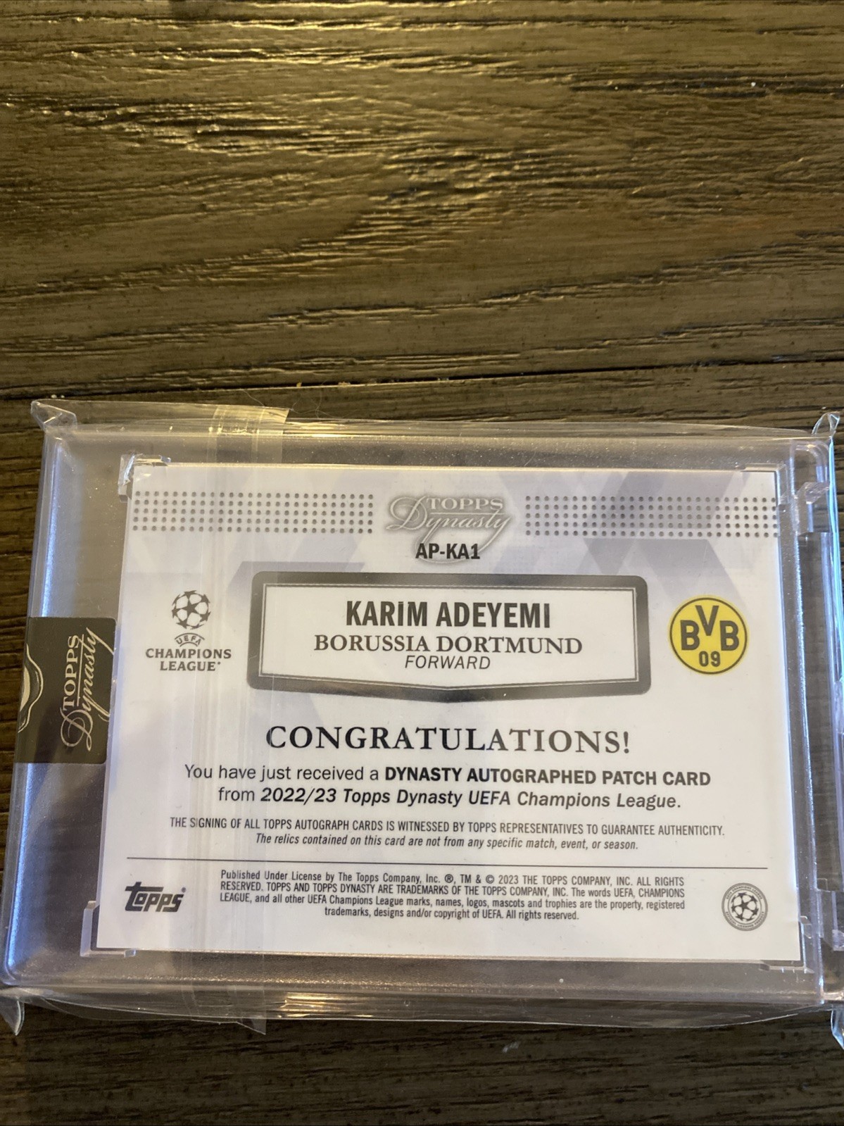 2022 Topps Dynasty Champions League Soccer Karim Adeyemi Patch Auto view 2