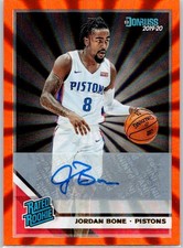 2019-20 Donruss Rated Rookies Auto Holo Orange Laser #246 Jordan Bone Pistons