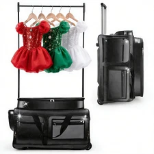 Dance Bag with Garment Rack 28" Glitter Black Dance Costumes Rolling Bags