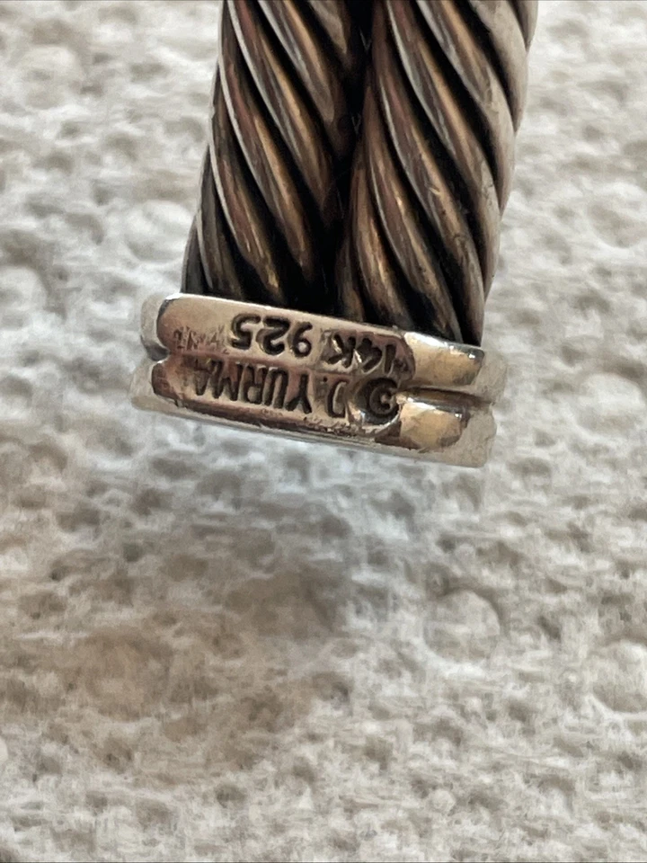 Brazalete David Yurman Plata 925 Oro 14k Único X Cable Cruzado 6.75" Foto 4 de 4