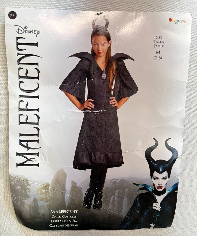 NEW Disney Maleficent Childs Costume Set Medium Black Disguise Halloween Dress - Image 2 of 4
