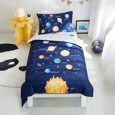 4-Piece Toddler Bedding Set, Includes 1 Flat Sheet, 1 Fitted Sheet, 1 Comfort...