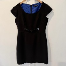 Tahari Arthur S. Levine Little Black Dress Career Cap Sleeve Belt 6 Petite LBD