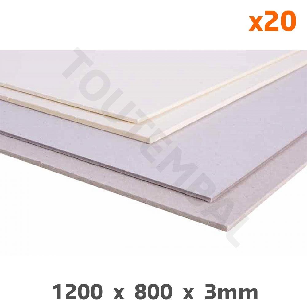 Carton 1800 g/m² gris 3 mm plaques de forte densite double face 1200x800mm