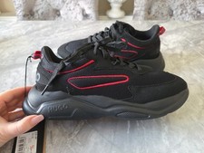 Image of HUGO BOSS LEON RUNNER TRAINERS BLACK/RED TRAINERS MENS SIZE UK7 EUR41 GENUINE