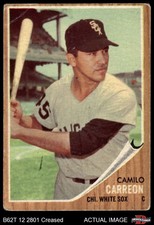 1962 Topps #178 Camilo Carreon Green Tint White Sox RARE VARIATION 1 - POOR