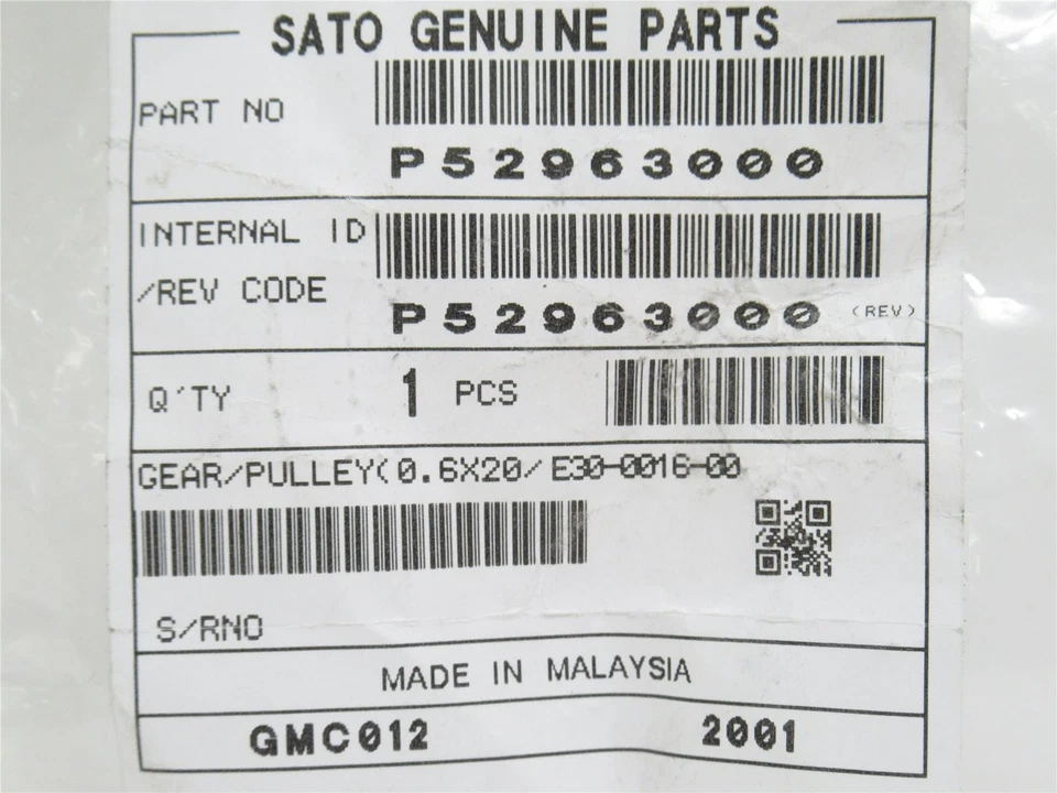 233568 New-No Box; Sato P52963000 Gear Pulley; 1/4"ID; 1-1/2" x 1-21/32" OD - Immagine 2 di 4