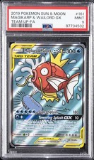 2019 POKEMON SUN & MOON TEAM UP #161 FULL ART/MAGIKARP & WAILORD GX PSA 9