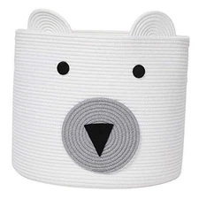 Bear Basket, Large Cotton Rope, Large Storage, 18x15 Inch (Pack of 1) White
