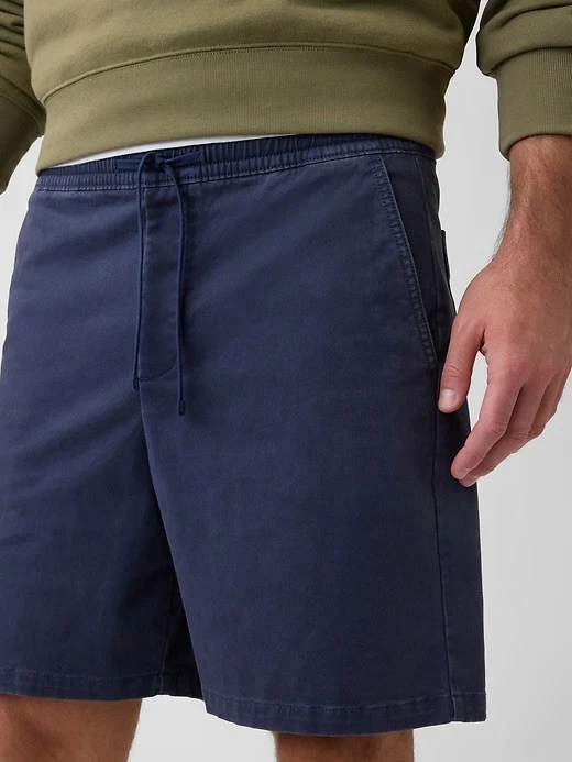 GAP Shorts Mens Large Navy Blue 7" Easy Elastic Waist Stretch Chino $45 MSRP NEW