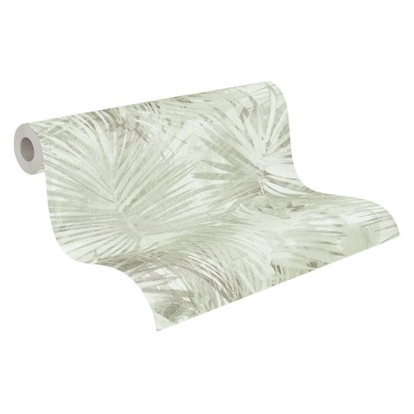 Vliestapete Palmenprint Dschungel 10,05M X 0,53M Creme GrüN A.S. CréAtion 363854-image