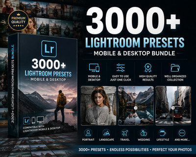 3000 Premium Lightroom Presets | Transform Your Photos in One Click