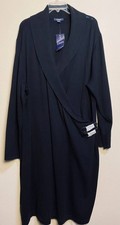 Women's black knitted midi dress  shawl collar, cotton, size 24W
