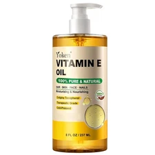 Yoken Vitamin E Bath & Body Oil Organic Non-GMO Gluten Free Formula (8 Fl Oz)